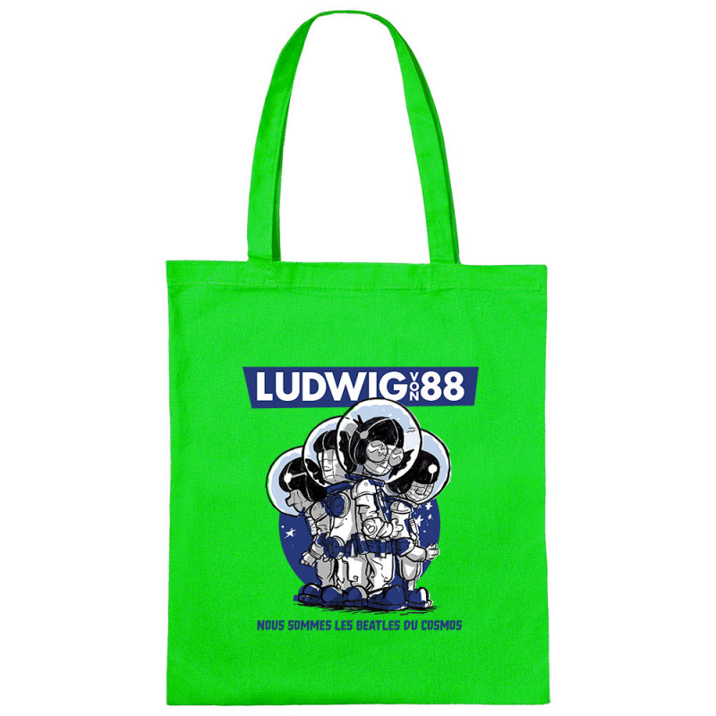Sac shopping en toile vert prairie Les Beatles du cosmos (Ludwig Von 88)
