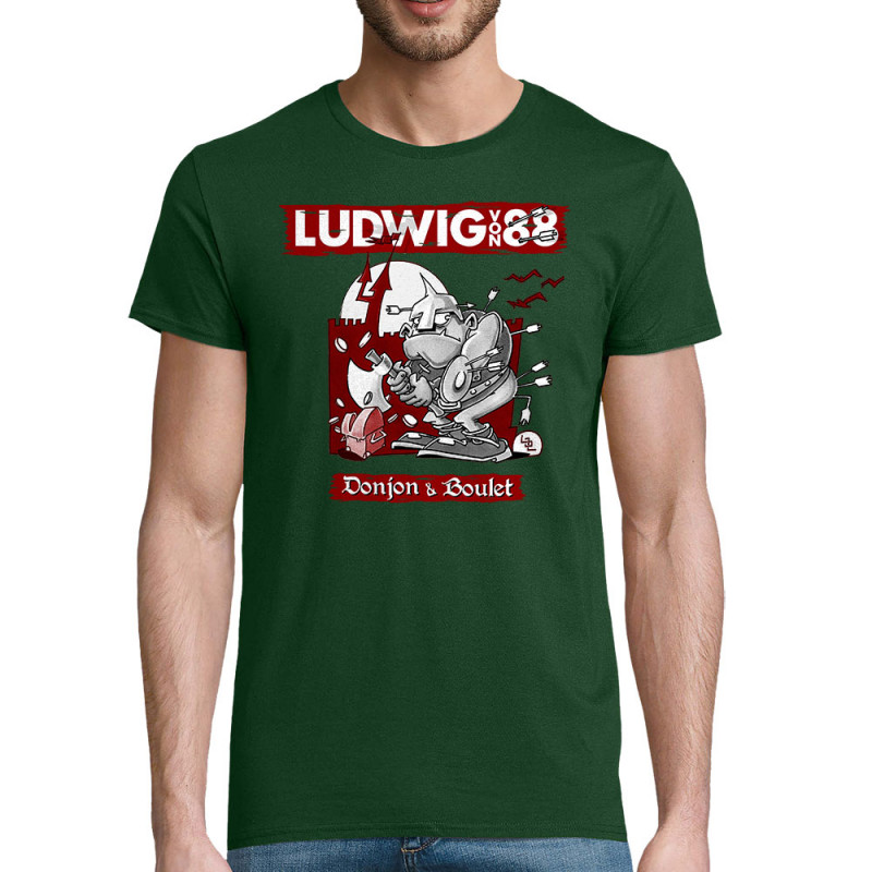 T-shirt homme coton bio vert bouteillle Donjon et boulet (Ludwig Von 88)