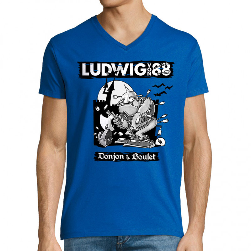 T-shirt homme col V bleu royal Donjon et boulet (Ludwig Von 88)