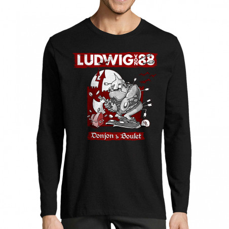 T-shirt homme manches longues noir Donjon et boulet (Ludwig Von 88)