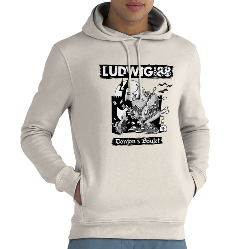 Sweat homme à capuche coton bio naturel Donjon et boulet (Ludwig Von 88)
