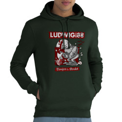 Sweat homme à capuche coton bio vert foncé Donjon et boulet (Ludwig Von 88)