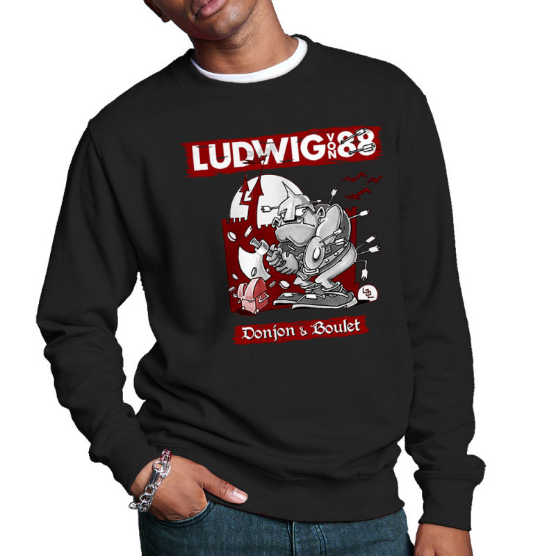 Sweat homme col rond noir Donjon et boulet (Ludwig Von 88)