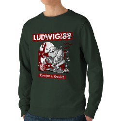 Sweat homme bio col rond vert foncé Donjon et boulet (Ludwig Von 88)