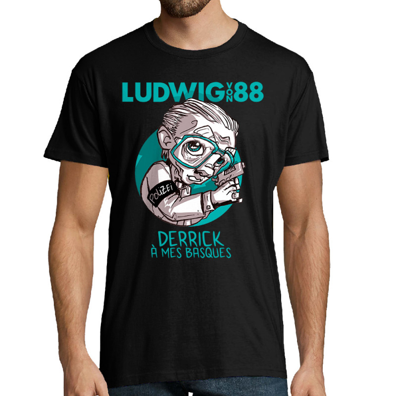 Tee-shirt homme noir Derrick à mes basques (Ludwig Von 88)