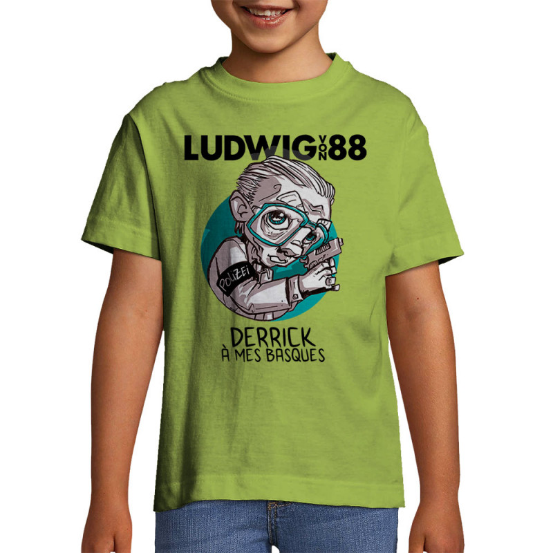 T-shirt enfant vert pomme Derrick à mes basques (Ludwig Von 88)
