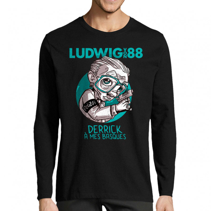 T-shirt homme manches longues noir Derrick à mes basques (Ludwig Von 88)