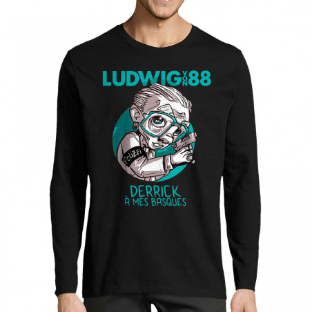 T-shirt homme manches longues noir Derrick à mes basques (Ludwig Von 88)