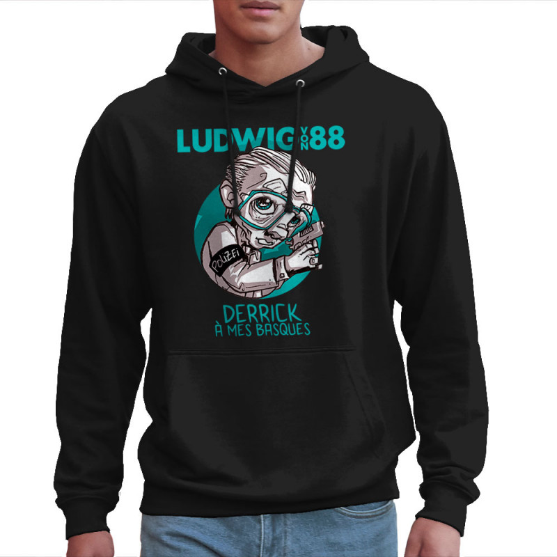 Sweat homme à capuche noir Derrick à mes basques (Ludwig Von 88)