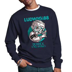 Sweat homme col rond bleu marine Derrick à mes basques (Ludwig Von 88)