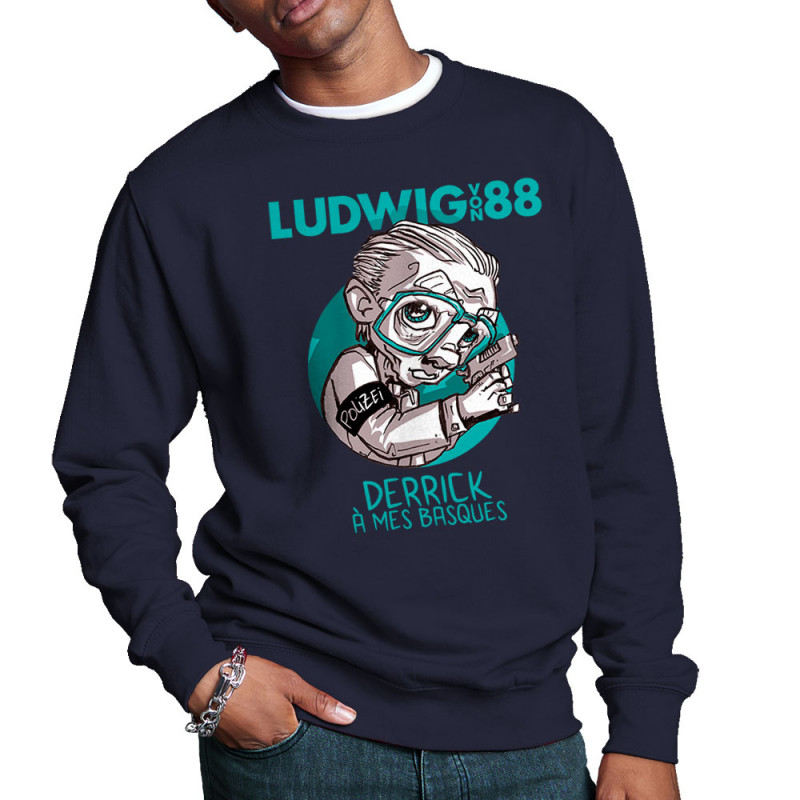 Sweat homme col rond bleu marine Derrick à mes basques (Ludwig Von 88)