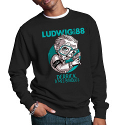 Sweat homme col rond noir Derrick à mes basques (Ludwig Von 88)