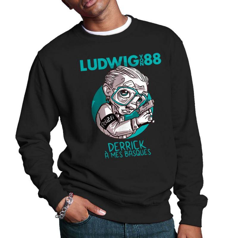 Sweat homme col rond noir Derrick à mes basques (Ludwig Von 88)