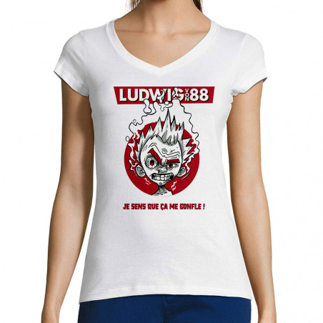 T-shirt femme col V "Ça...