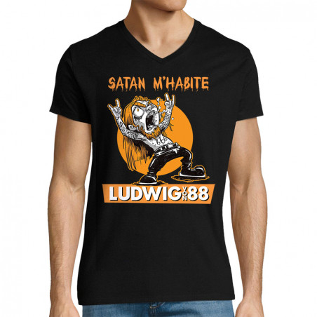 T-shirt homme col V "Satan...