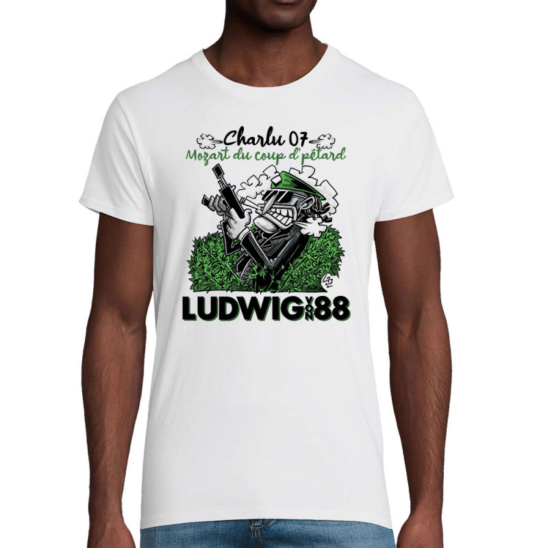 T-shirt homme coton bio blanc Charlu 07 (Ludwig Von 88,Laul)