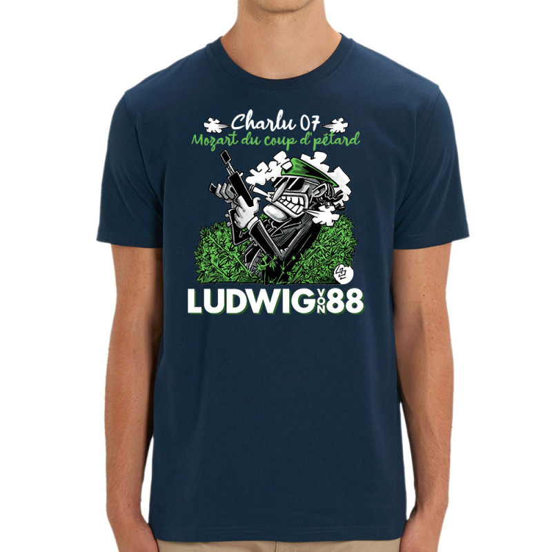 T-shirt homme coton bio bleu marine Charlu 07 (Ludwig Von 88,Laul)