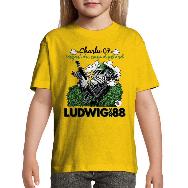 T-shirt enfant jaune Charlu 07 (Ludwig Von 88,Laul)