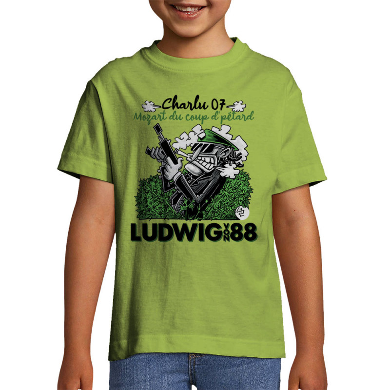 T-shirt enfant vert pomme Charlu 07 (Ludwig Von 88,Laul)