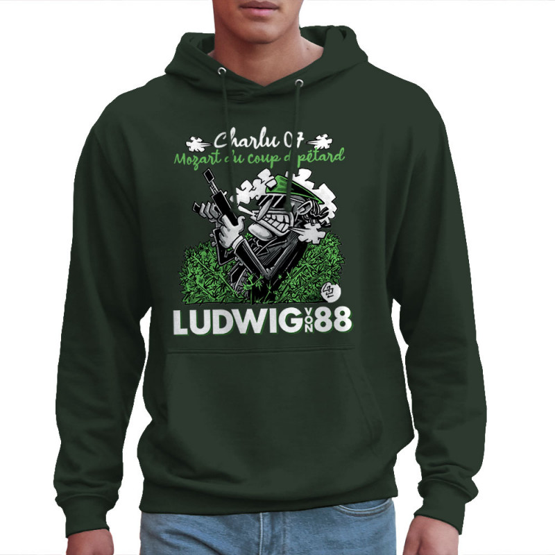 Sweat homme à capuche vert foncé Charlu 07 (Ludwig Von 88,Laul)