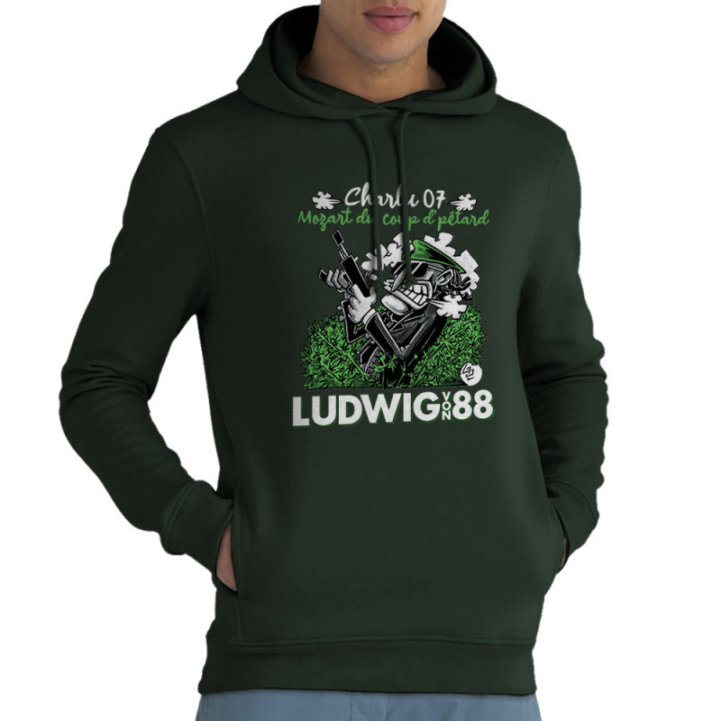 Sweat homme à capuche coton bio vert foncé Charlu 07 (Ludwig Von 88,Laul)