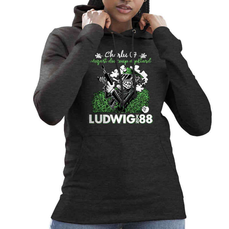 Sweat femme à capuche gris anthracite Charlu 07 (Ludwig Von 88,Laul)