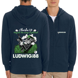 Sweat homme zippé à capuche coton bio bleu marine Charlu 07 (Ludwig Von 88,Laul)