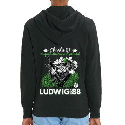 Sweat femme zippé à capuche coton bio noir Charlu 07 (Ludwig Von 88,Laul)