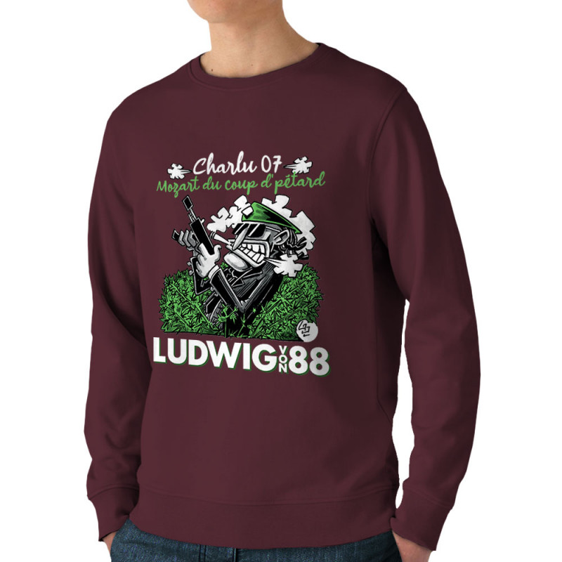 Sweat homme bio col rond bordeaux Charlu 07 (Ludwig Von 88,Laul)