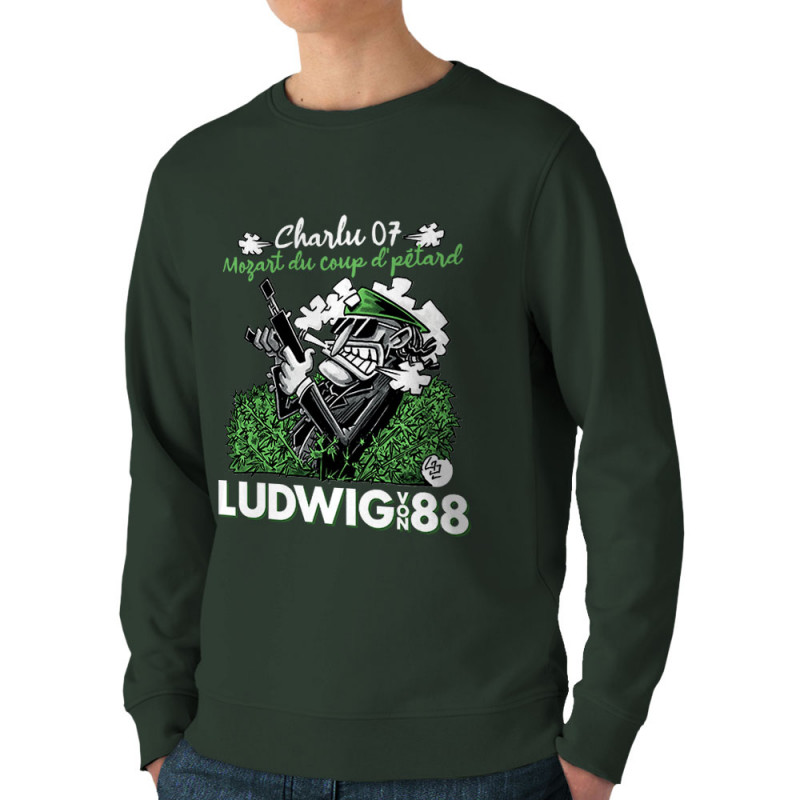 Sweat homme bio col rond vert foncé Charlu 07 (Ludwig Von 88,Laul)