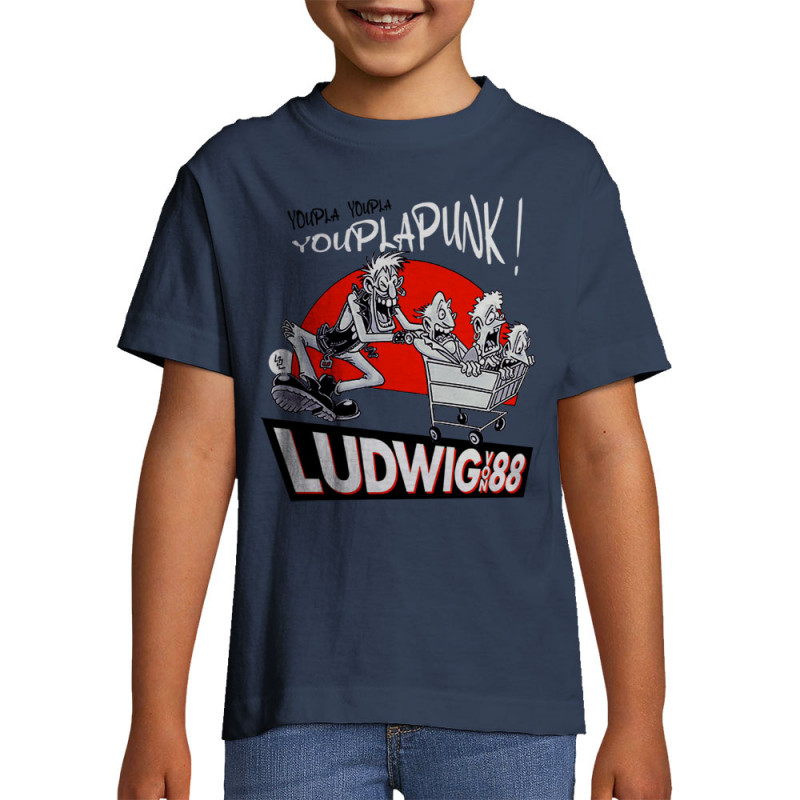 T-shirt enfant bleu denim Youplapunk (Ludwig Von 88,Rock & Punk,Laul)