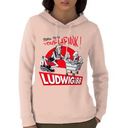 Sweat femme à capuche coton bio rose clair Youplapunk (Ludwig Von 88,Rock & Punk,Laul)