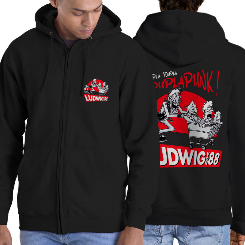 Sweat homme à capuche zippé noir Youplapunk (Ludwig Von 88,Rock & Punk,Laul)