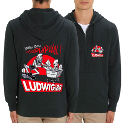 Sweat homme zippé à capuche coton bio noir Youplapunk (Ludwig Von 88,Rock & Punk,Laul)