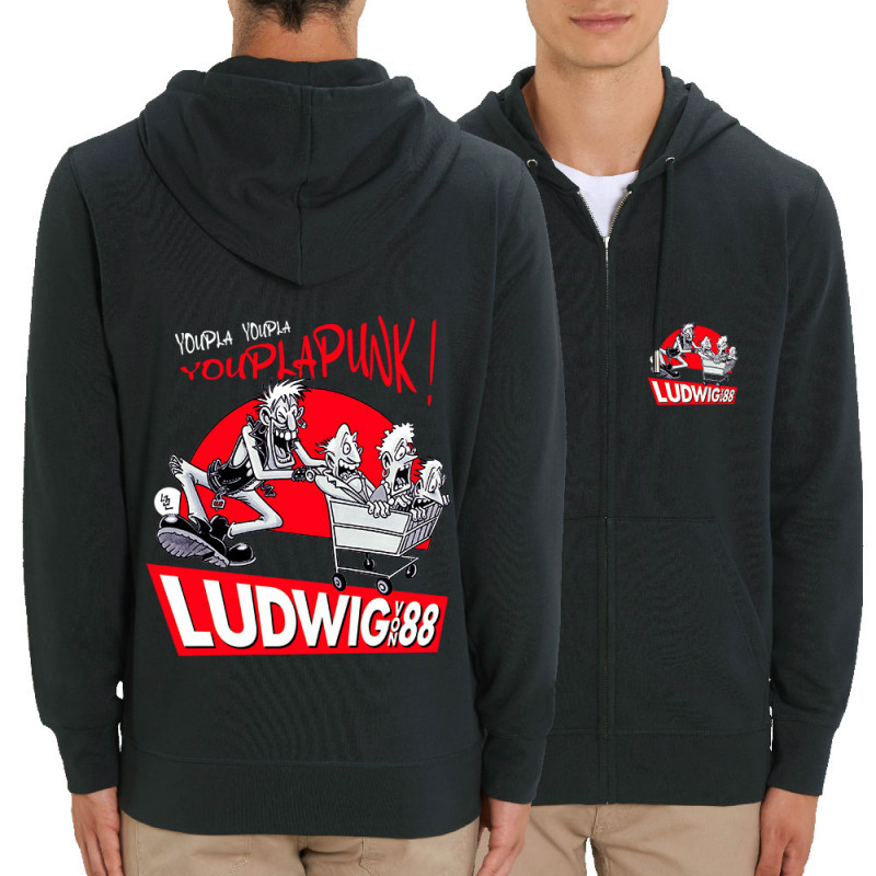 Sweat homme zippé à capuche coton bio noir Youplapunk (Ludwig Von 88,Rock & Punk,Laul)