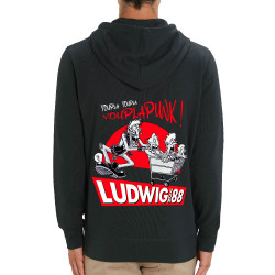Sweat homme zippé à capuche coton bio noir Youplapunk (Ludwig Von 88,Rock & Punk,Laul)