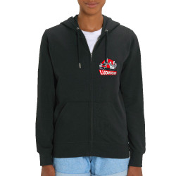 Sweat femme zippé à capuche coton bio noir Youplapunk (Ludwig Von 88,Rock & Punk,Laul)