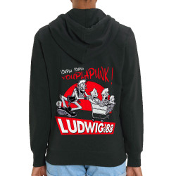 Sweat femme zippé à capuche coton bio noir Youplapunk (Ludwig Von 88,Rock & Punk,Laul)