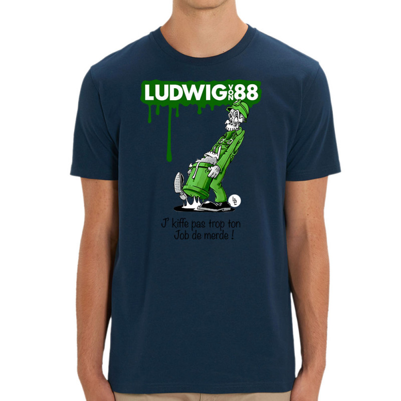 T-shirt homme coton bio bleu marine Job de merde (Ludwig Von 88,Rock & Punk,Laul)