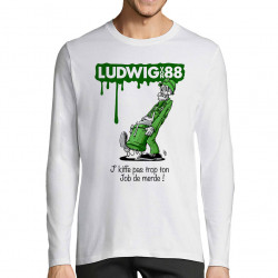 T-shirt homme manches longues blanc Job de merde (Ludwig Von 88,Rock & Punk,Laul)