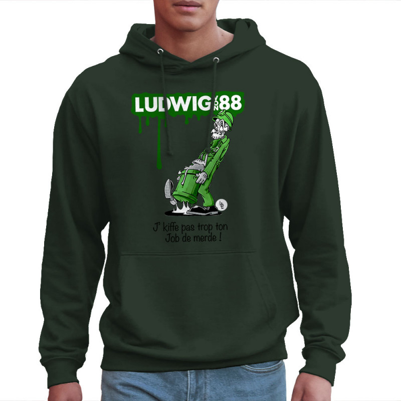 Sweat homme à capuche vert foncé Job de merde (Ludwig Von 88,Rock & Punk,Laul)