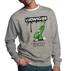 Sweat homme col rond gris chiné Job de merde (Ludwig Von 88,Rock & Punk,Laul)