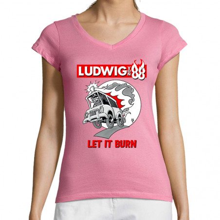 T-shirt femme col V "Let It...