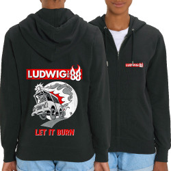 Sweat femme zippé à capuche coton bio noir Let It Burn (Ludwig Von 88,Rock & Punk,Laul)