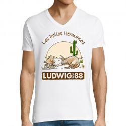 T-shirt homme col V blanc Los pollos hermanos (Ludwig Von 88,Rock & Punk,Laul)