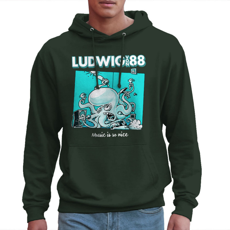 Sweat homme à capuche vert foncé Voisin Voisine - Music is so nice (Ludwig Von 88,Rock & Punk)