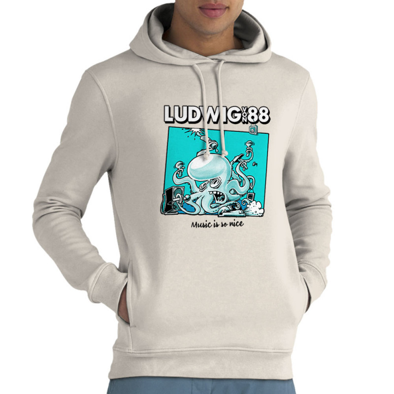 Sweat homme à capuche coton bio naturel Voisin Voisine - Music is so nice (Ludwig Von 88,Rock & Punk)