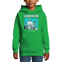 Sweat enfant à capuche vert prairie Voisin Voisine - Music is so nice (Ludwig Von 88,Rock & Punk)