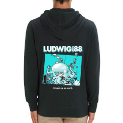 Sweat homme zippé à capuche coton bio noir Voisin Voisine - Music is so nice (Ludwig Von 88,Rock & Punk)