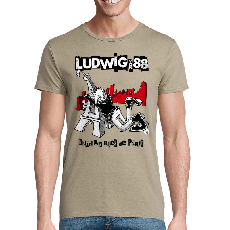 T-shirt homme coton bio kaki Dans les rues de Paris (Ludwig Von 88,Rock & Punk,Laul)